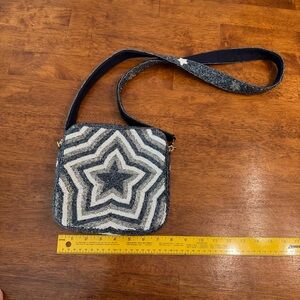 Shirdee Hit The Lottery Beaded Star Crossbody Purse Bag Navy Silver Rare EUC